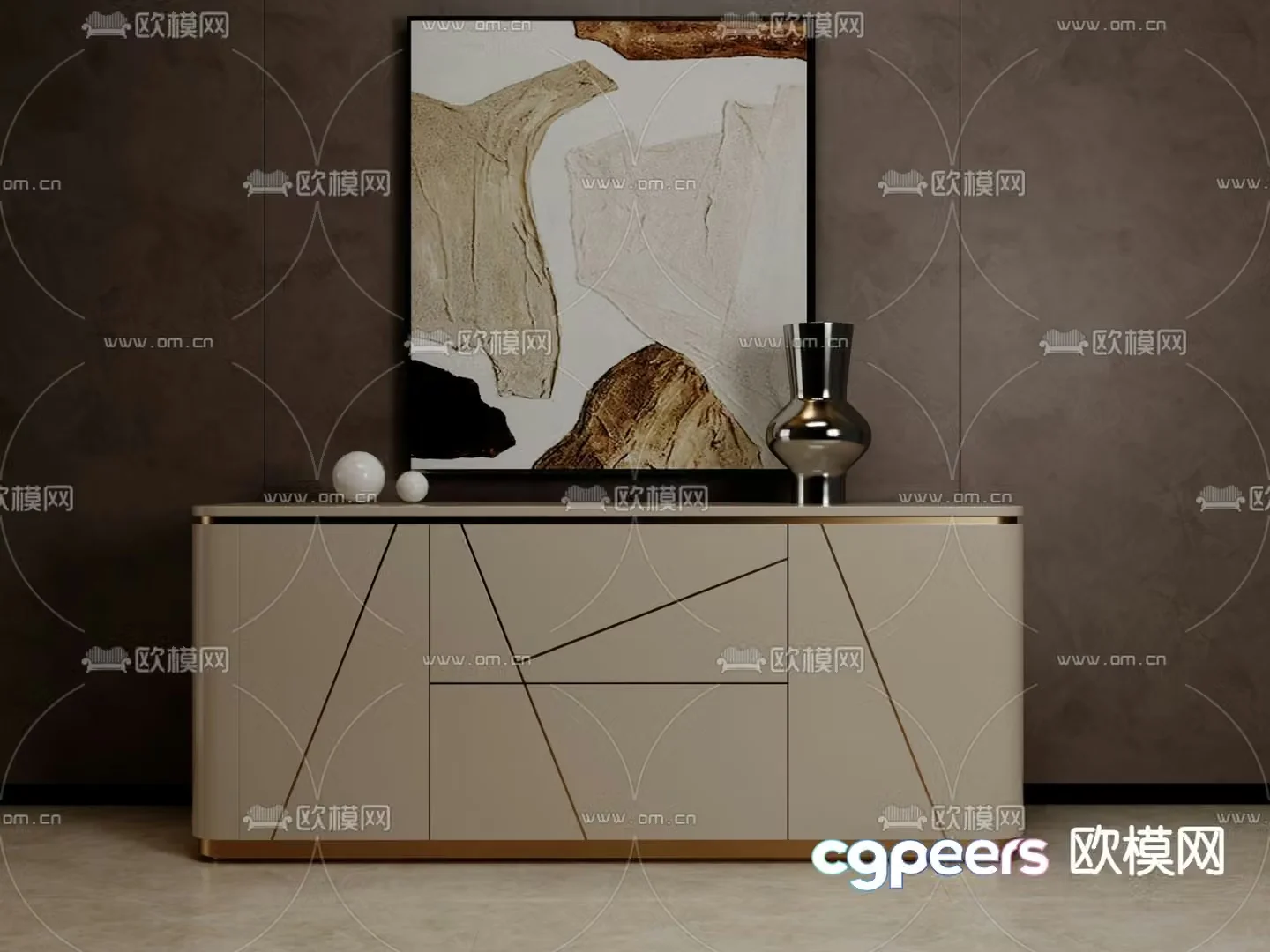 Light luxury entrance cabinet side cabinet 3D model