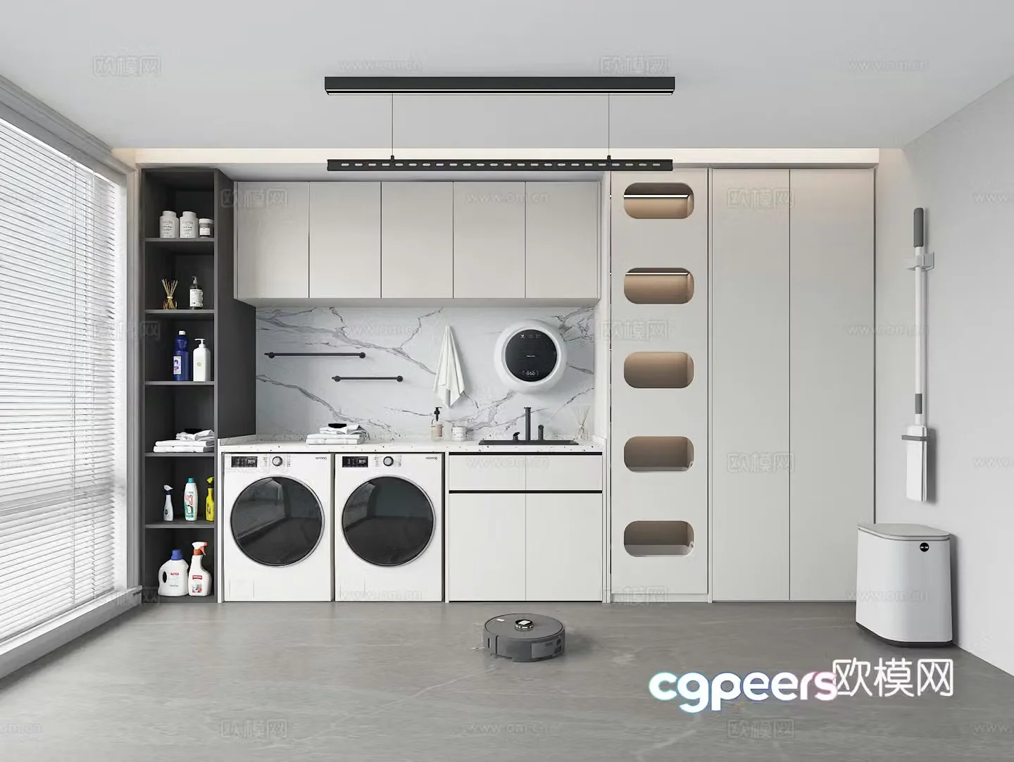Modern balcony washing machine cabinet 3d model