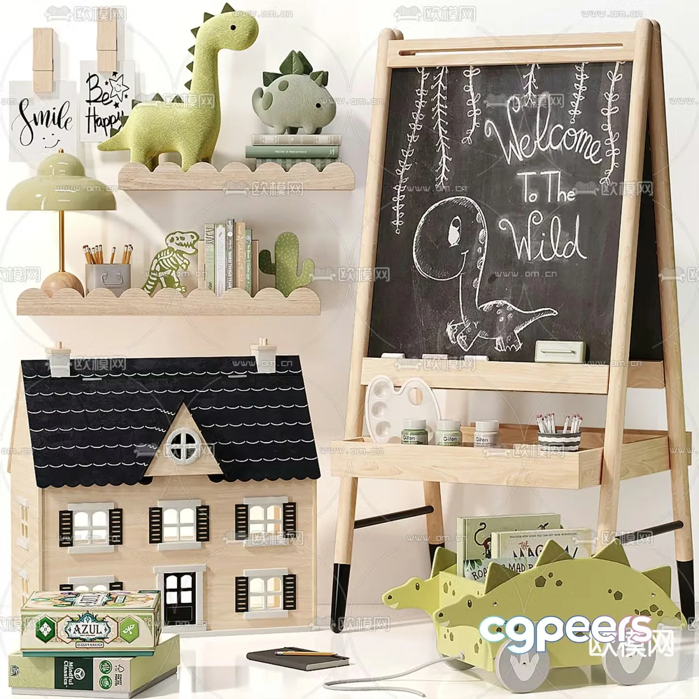 Doll Toy Easel Blackboard Doll Children’s Ornament 3D Model