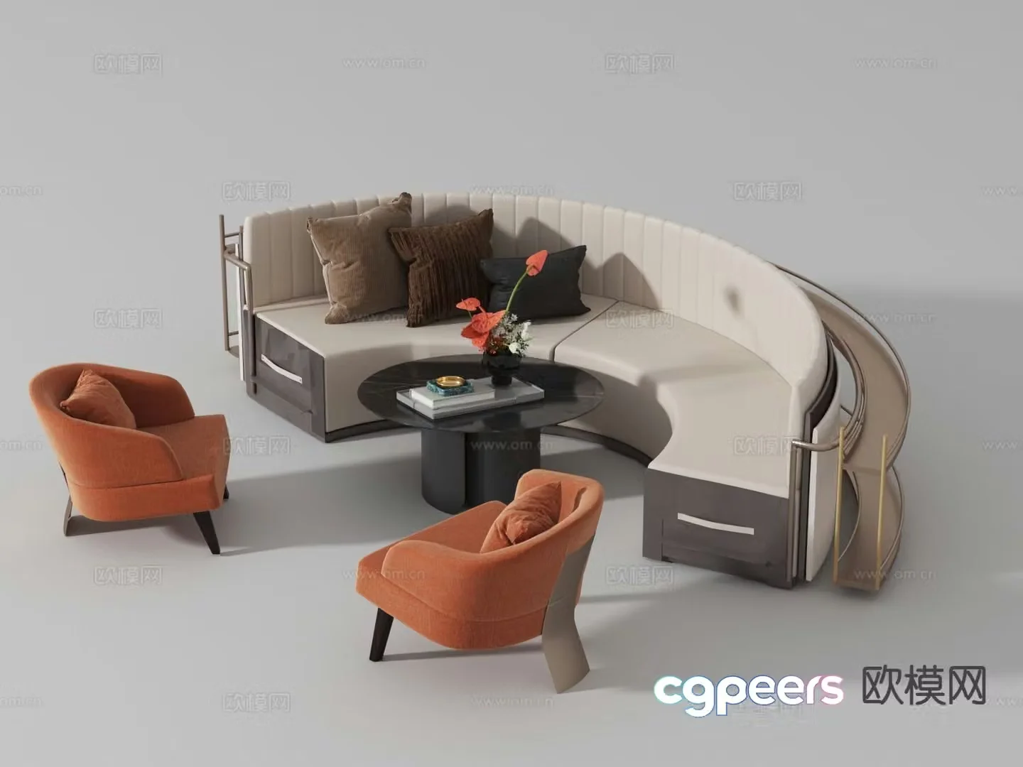 Modern modular sofa curved sofa 3d model
