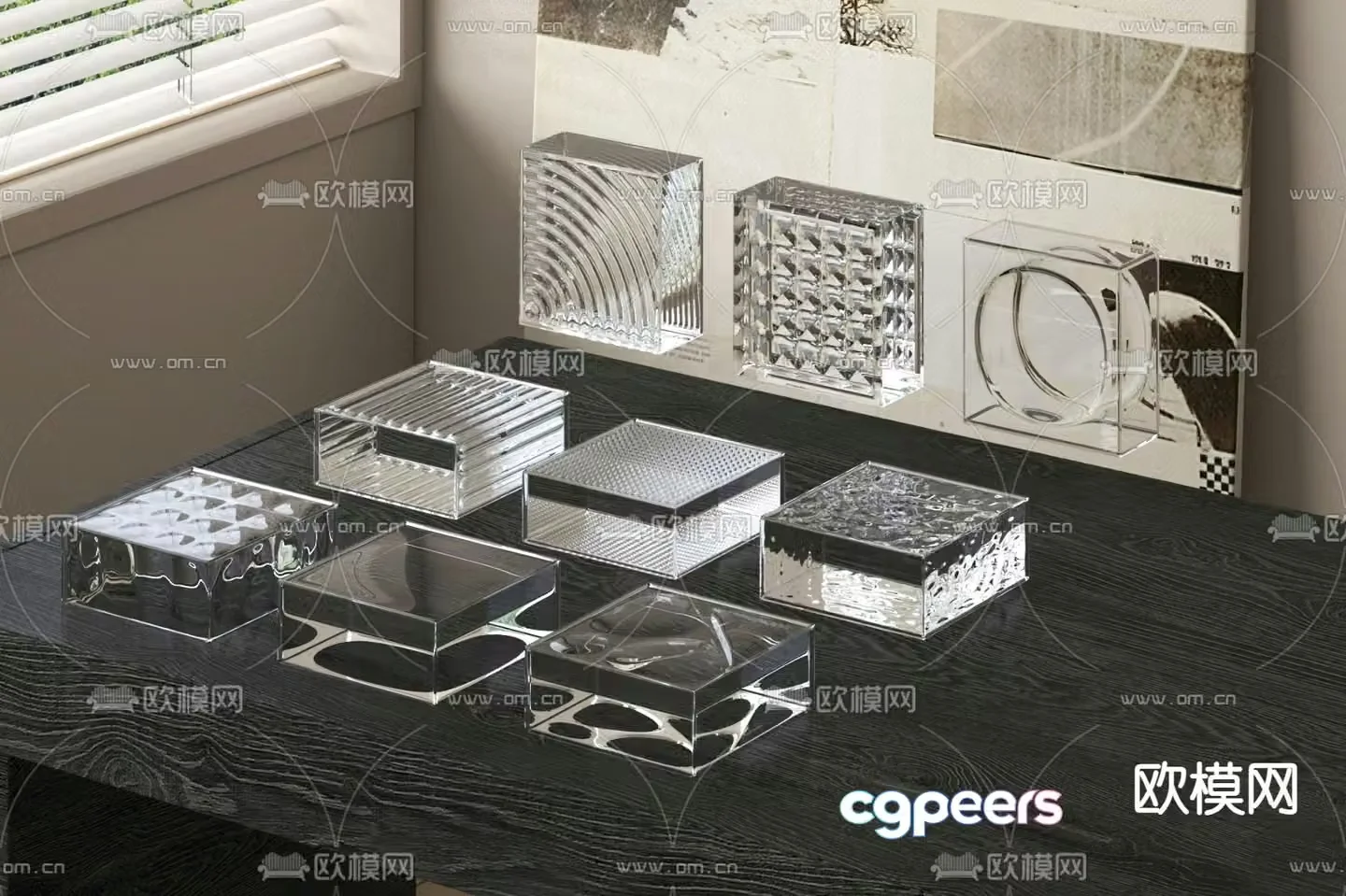 3D model of glass brick partition