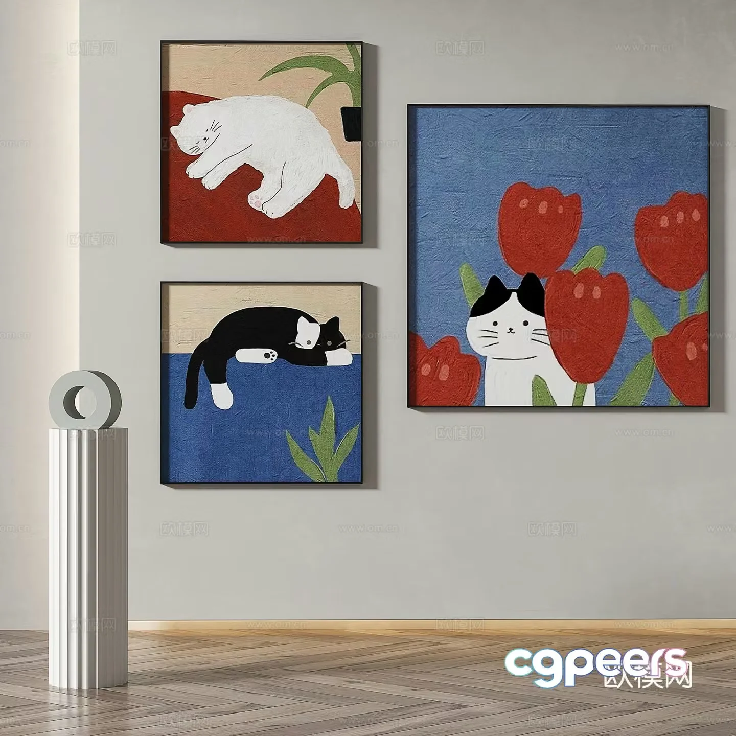 Modern minimalist abstract decorative painting 3d model