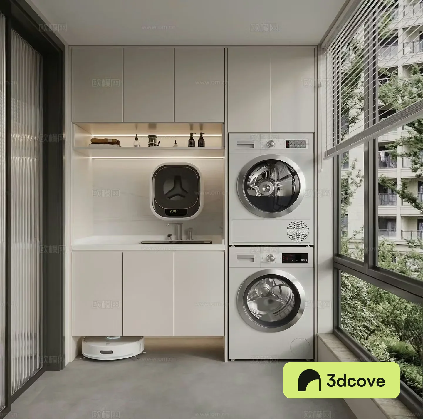 Modern balcony laundry room