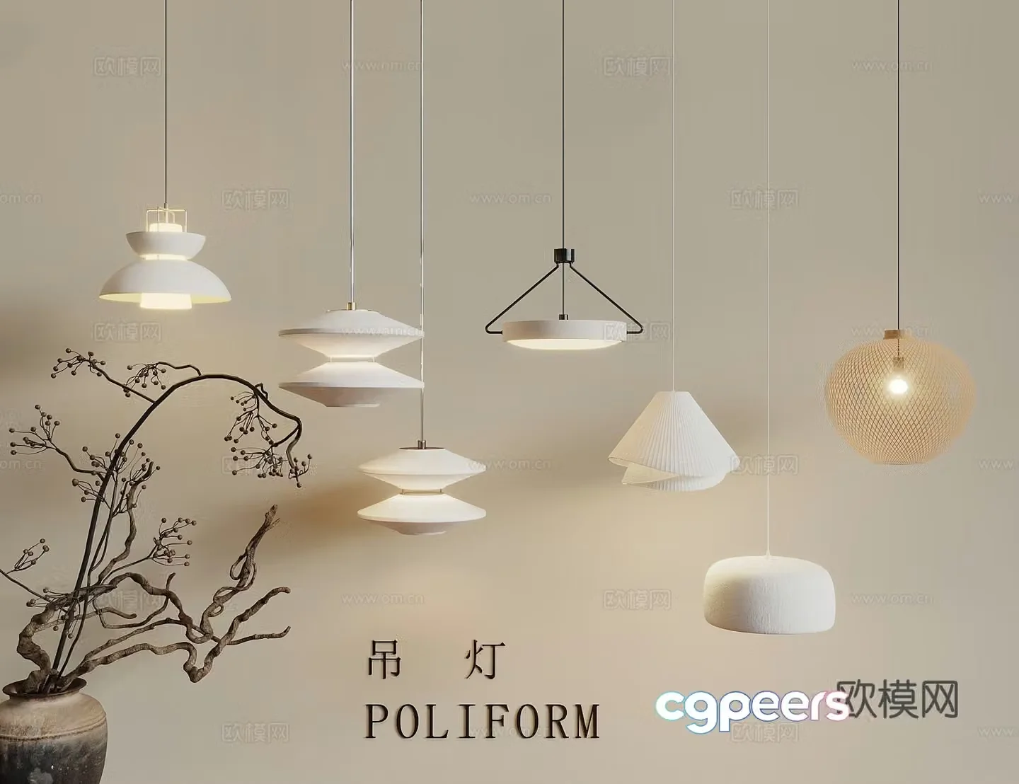 Modern Cream Style Chandelier Decorative Chandelier Art Chandelier Rattan Chandelier Metal Chandelier 3D Model
