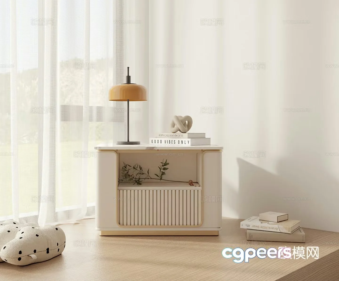 Cream style bedside table 3d model