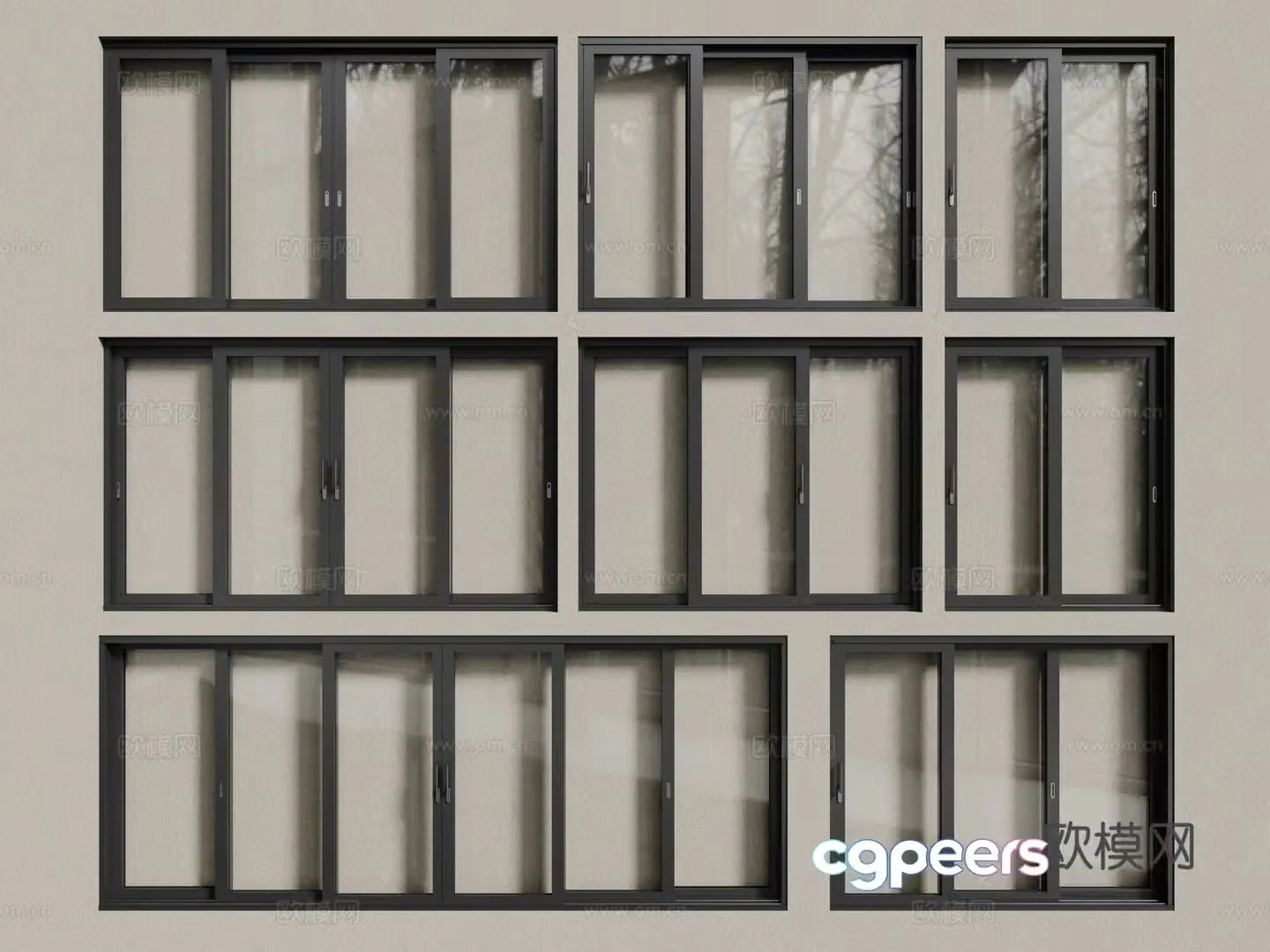 Modern windows aluminum alloy windows casement windows floor-to-ceiling windows 3d model