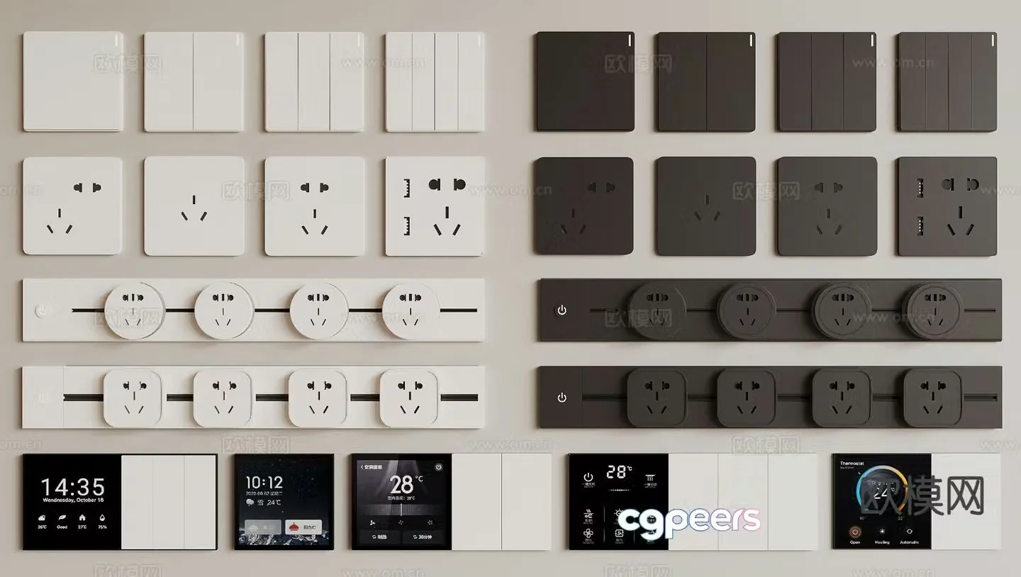 Modern switch socket panel smart switch 3d model