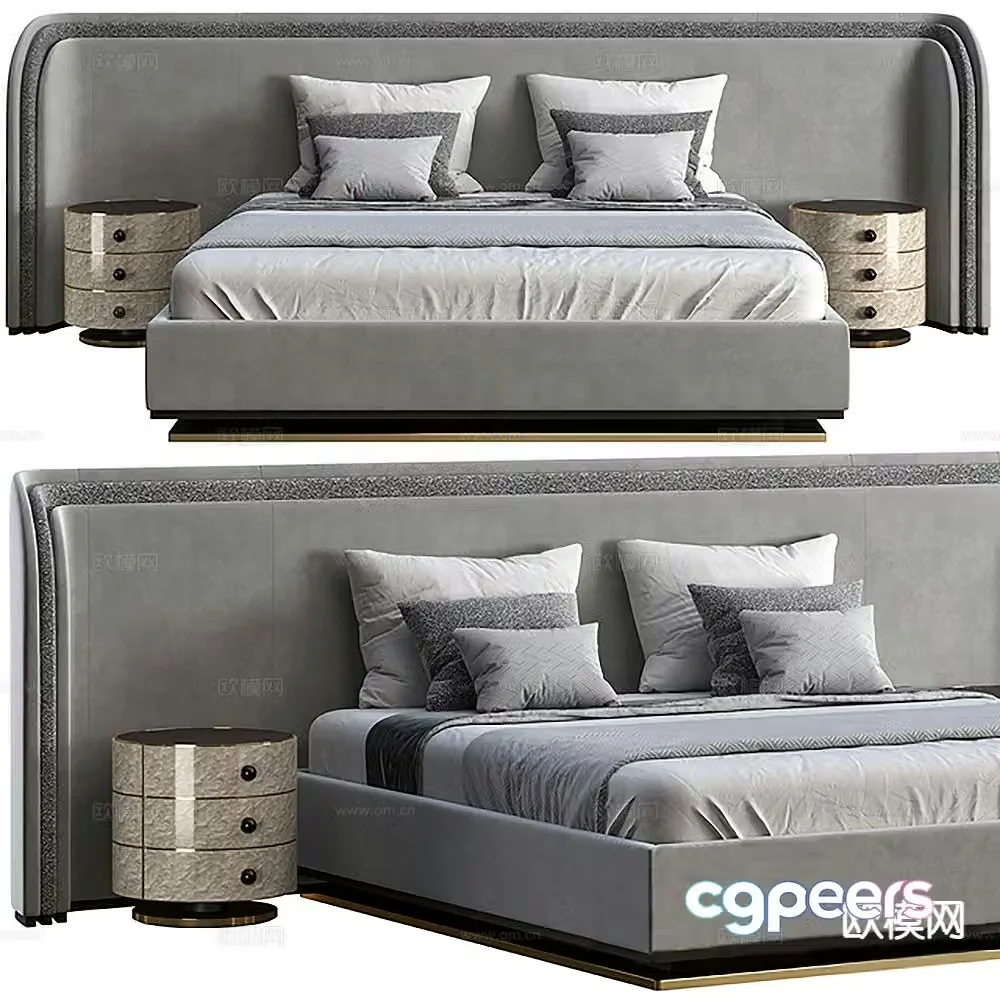 Modern double bed 3d model