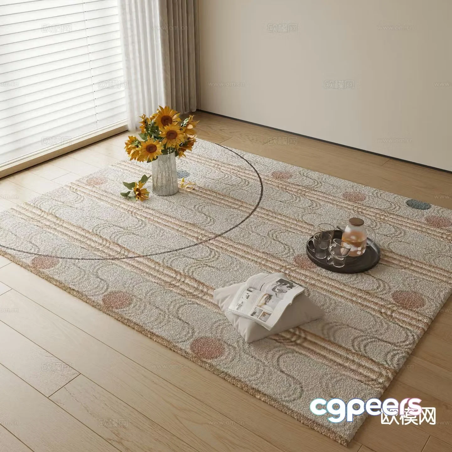 Modern carpet square rug 3d model