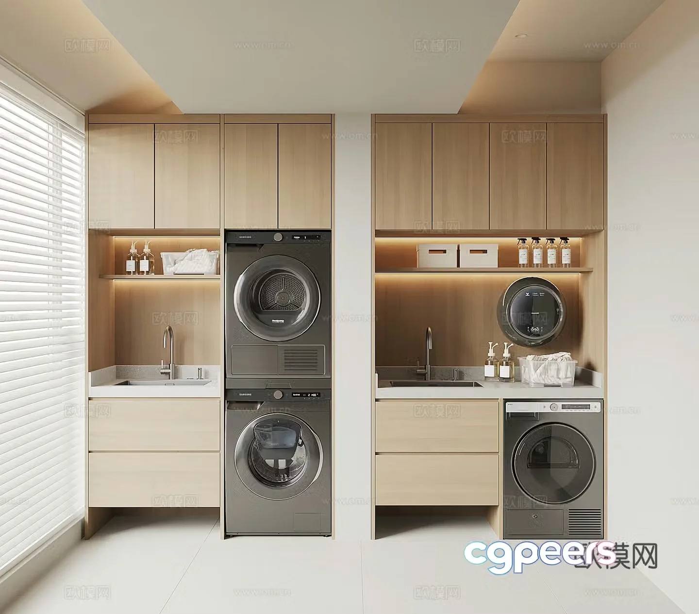 Modern balcony washing machine cabinet 3d model