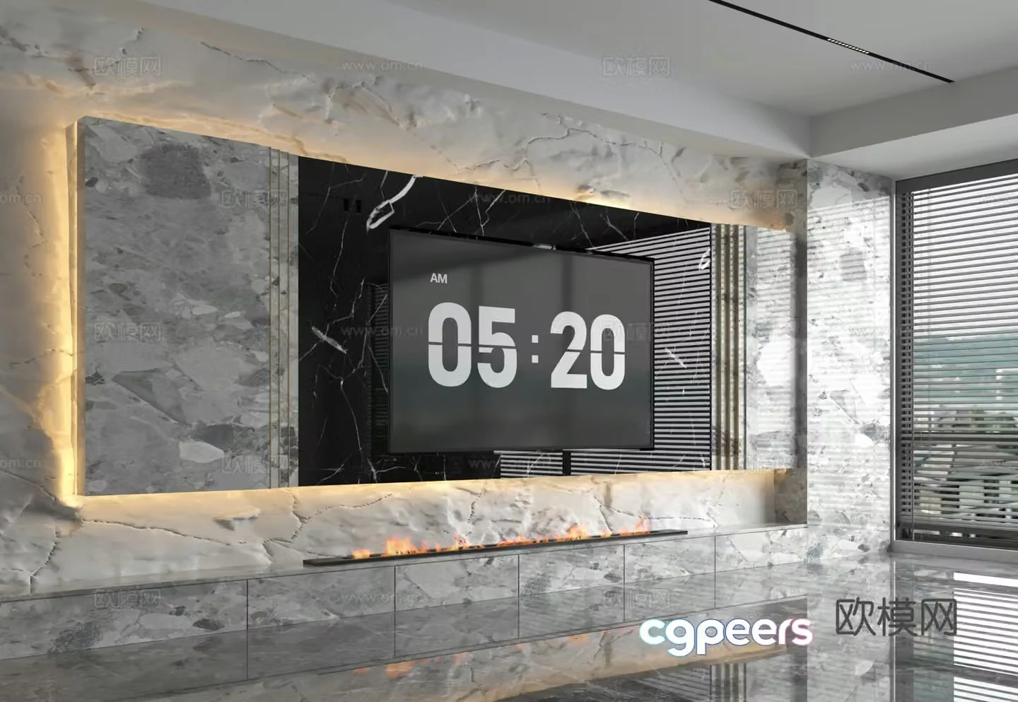 3d model of TV background wall