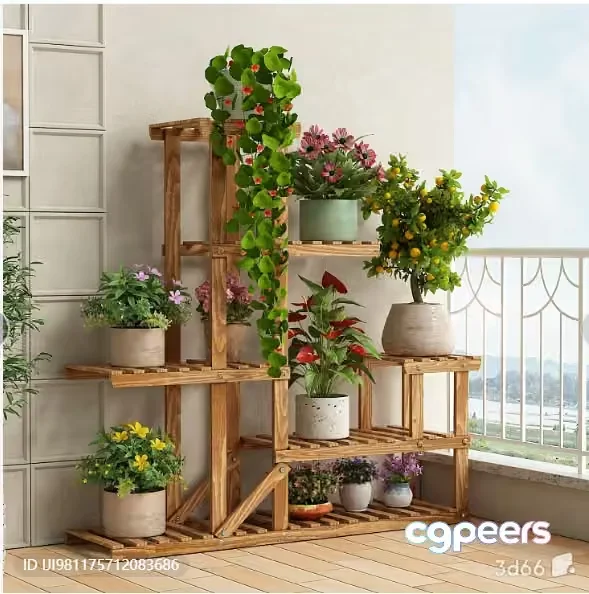 Wooden Plant Stand 3D Model – 22876 – VRAY Render
