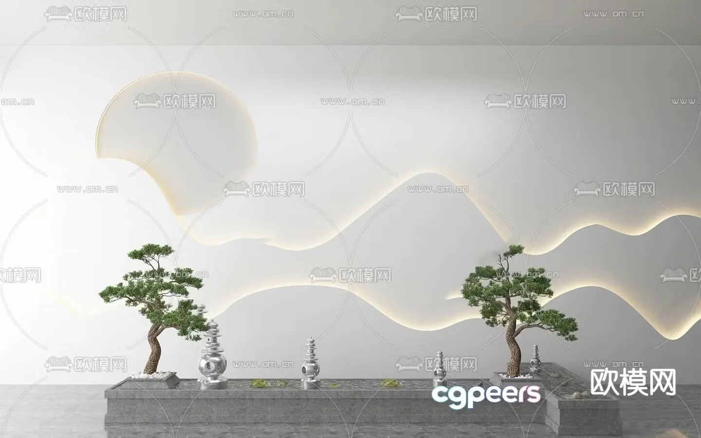 New Chinese style rockery waterscape sketch 3D model