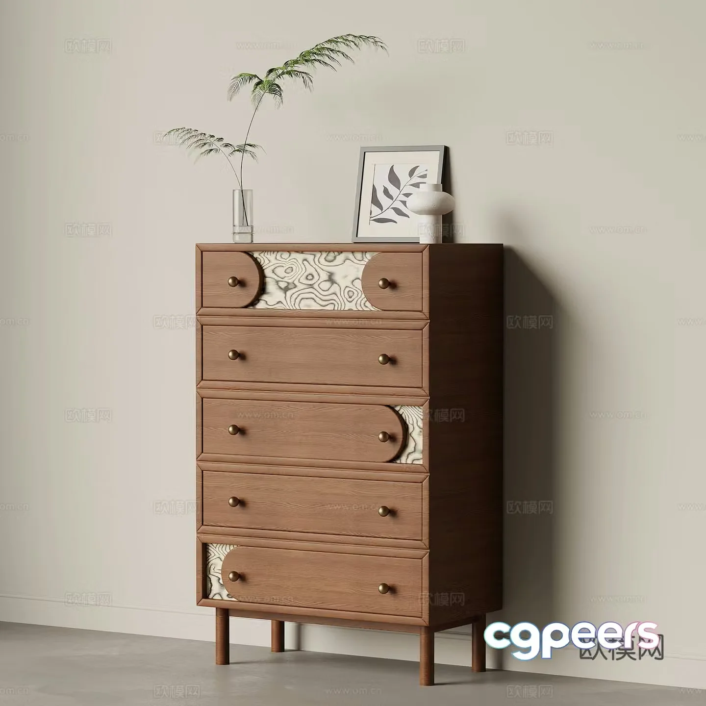 French medieval entrance cabinet side cabinet chest cabinet 3d model