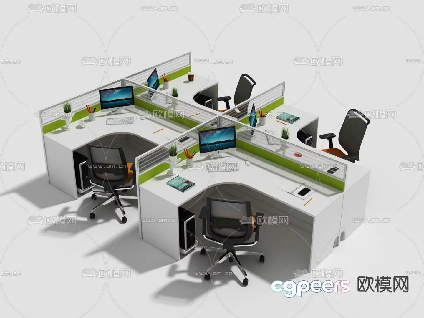 Office desk and chair 3d model
