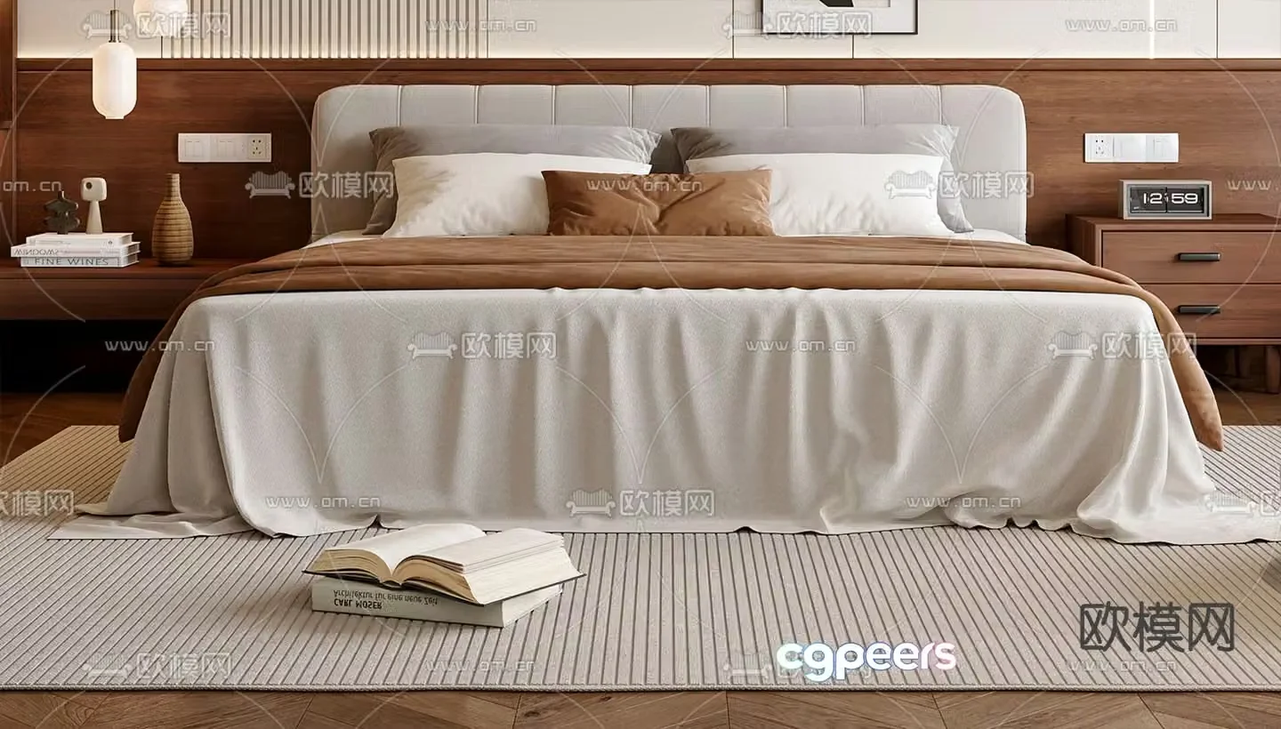 Medieval style double bed 3d model