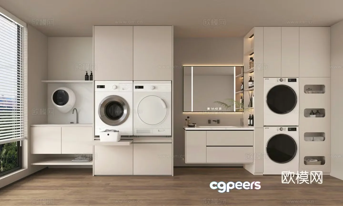 Washing cabinet locker storage cabinet bathroom cabinet washbasin 3D model