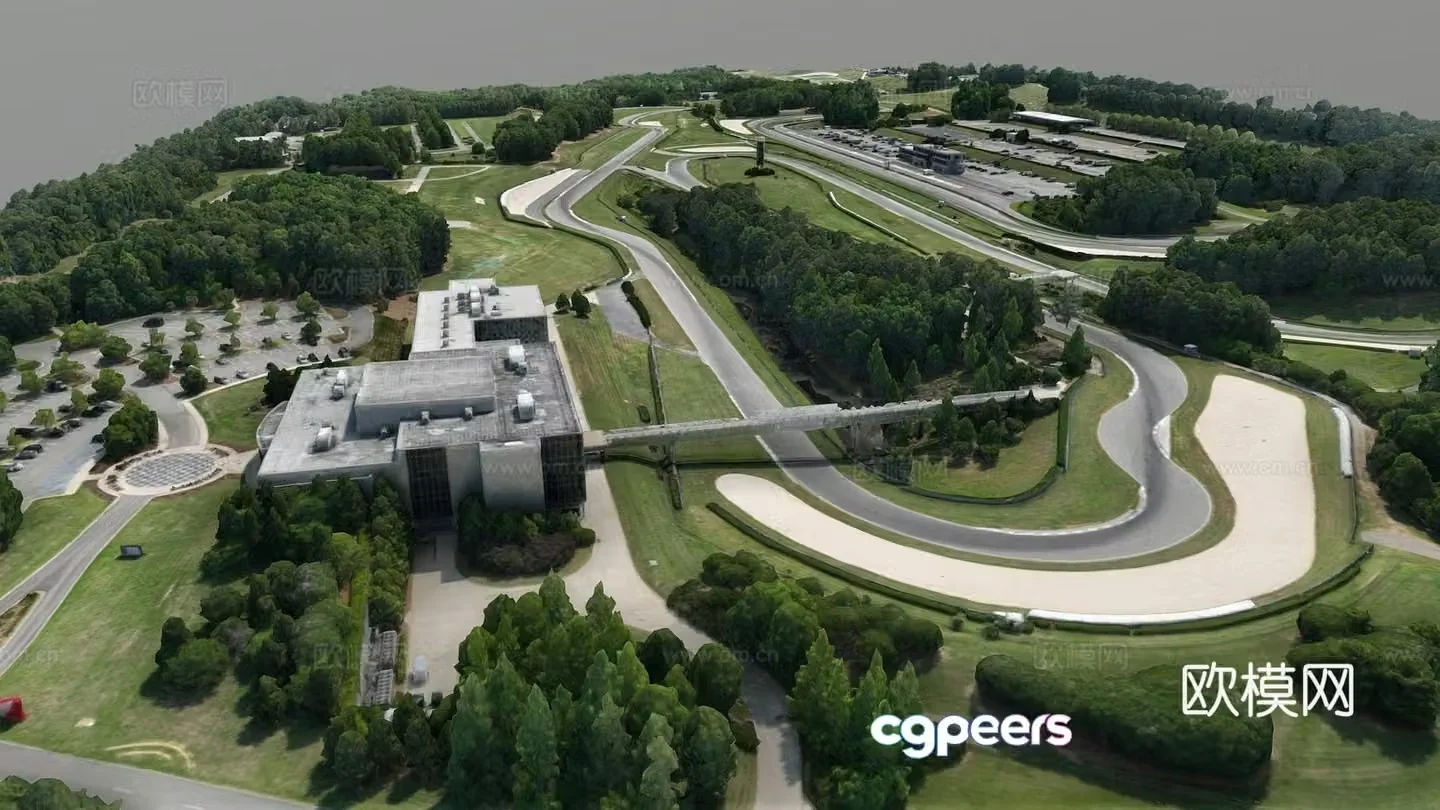 Aerial view of factory building 3D model of industrial park