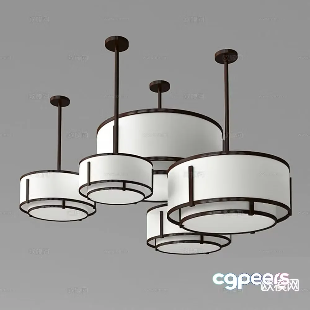 New Chinese style chandelier 3d model