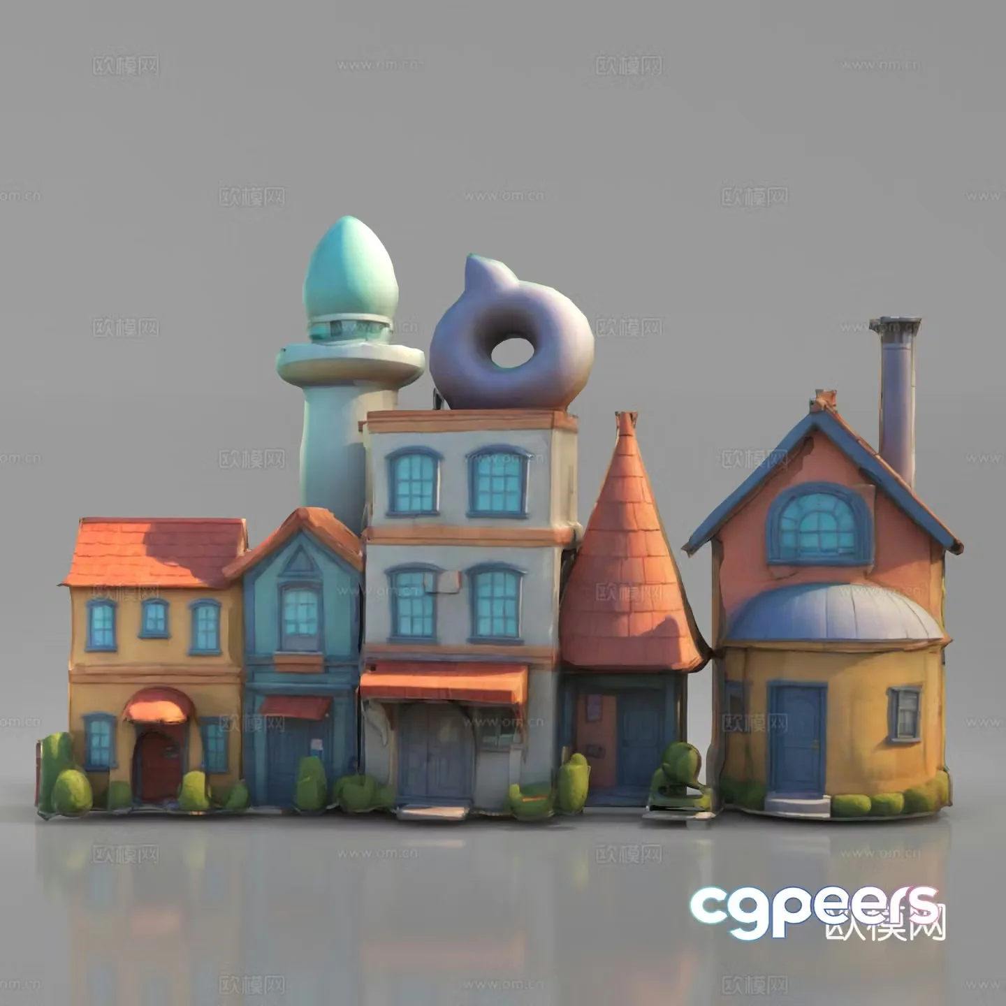Cartoon Game Anime Building Low-Side Building Villa Hut 3D Model