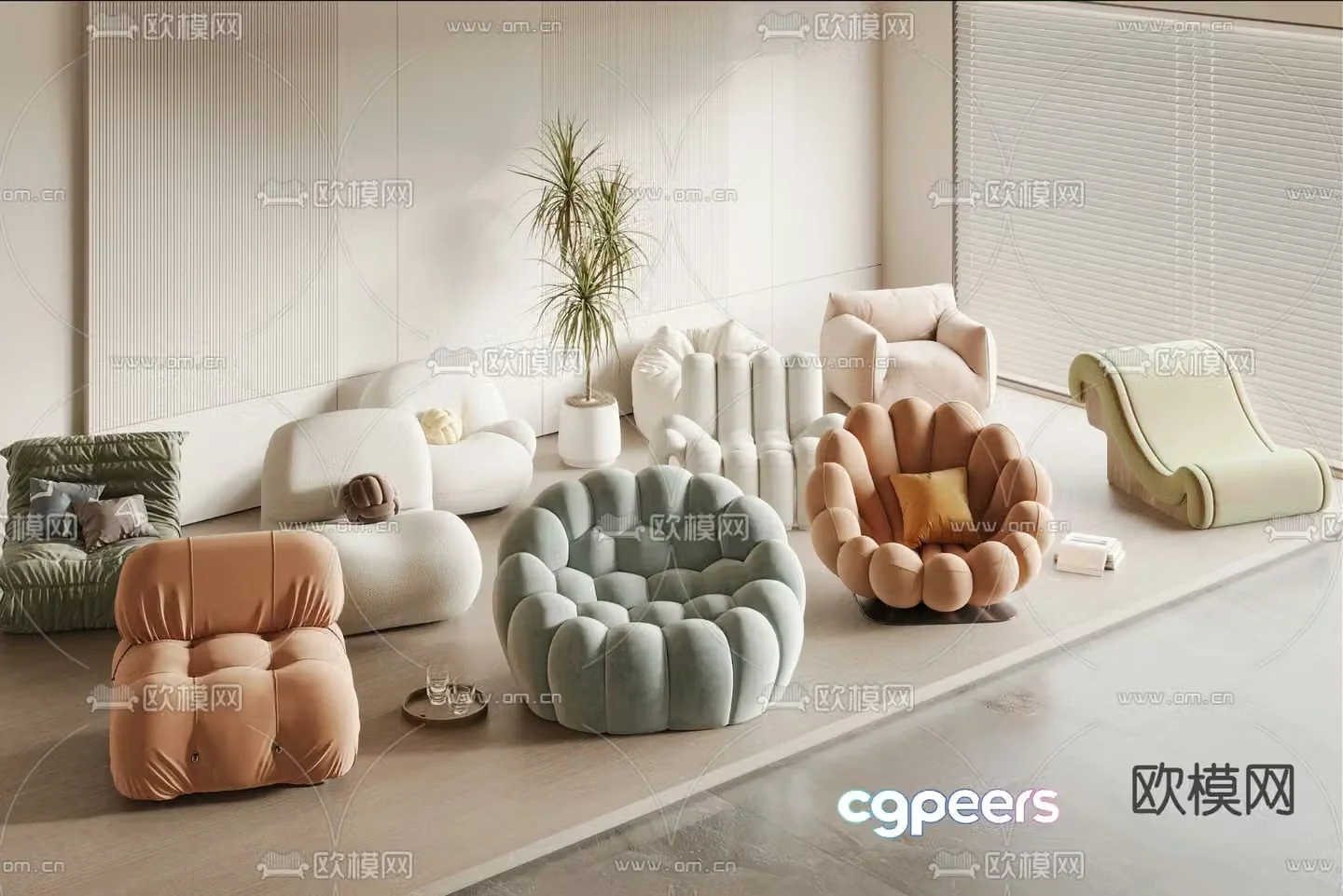 Single sofa lazy sofa leisure sofa 3d model