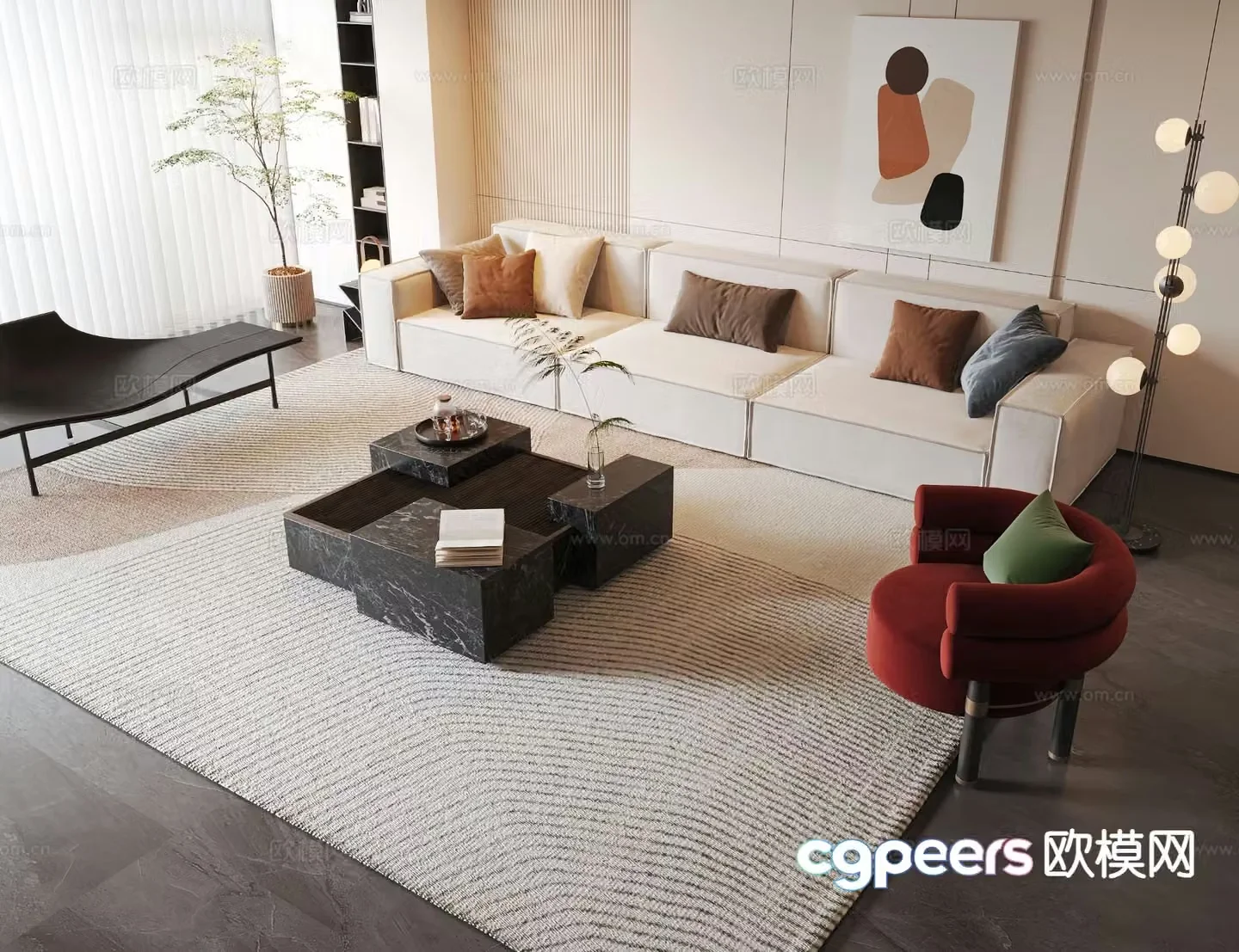 Modern sectional sofa 3d model