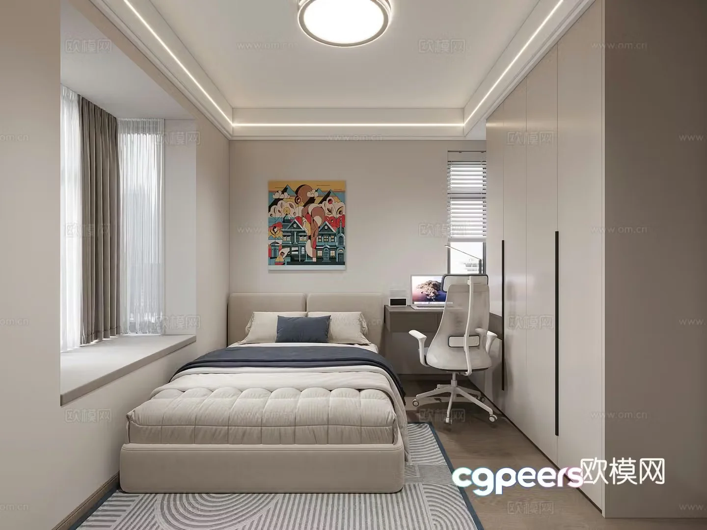 Modern bedroom second bedroom 3d model