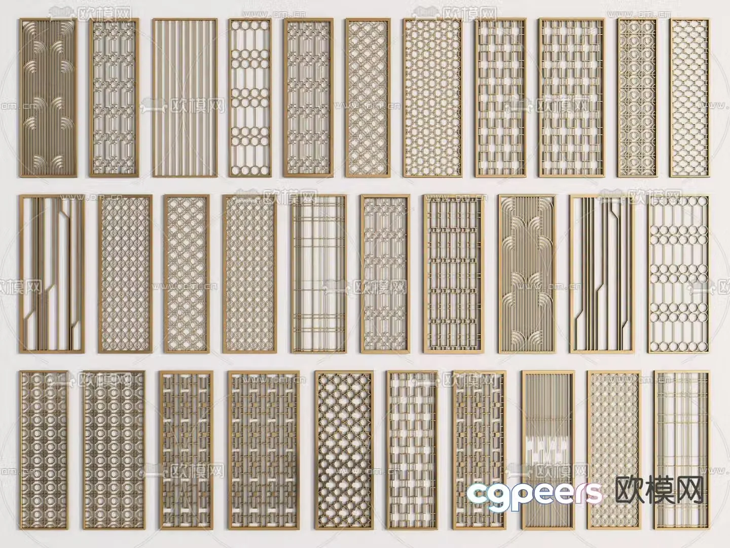 Grille screen hollow partition 3d model