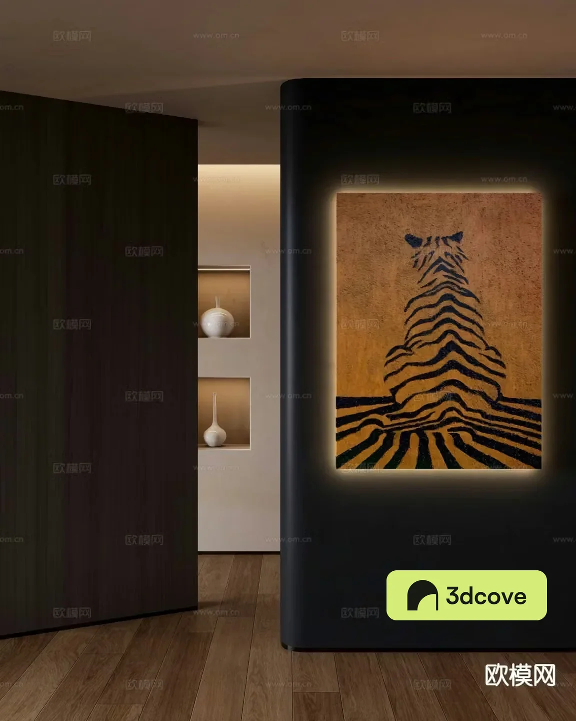 Medieval style animal painting tiger leopard hanging painting