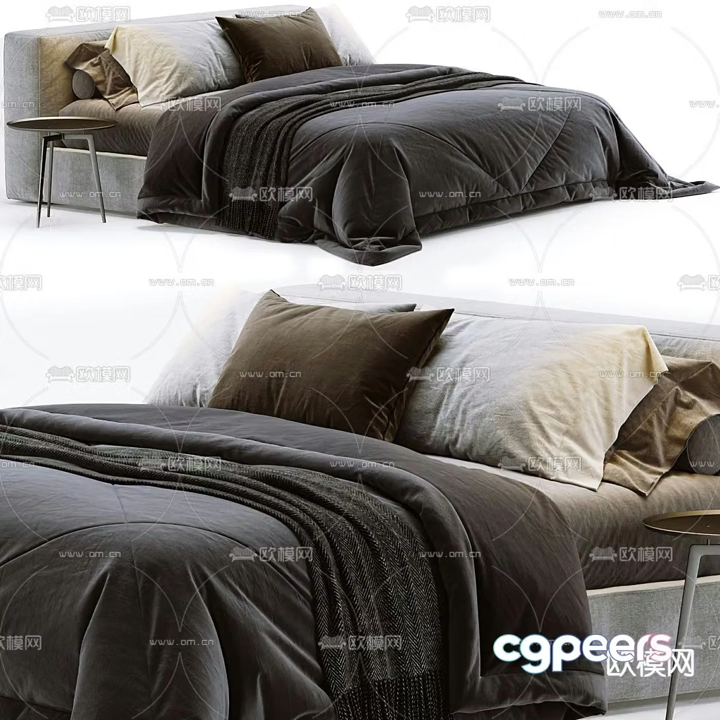 Modern double bed 3d model