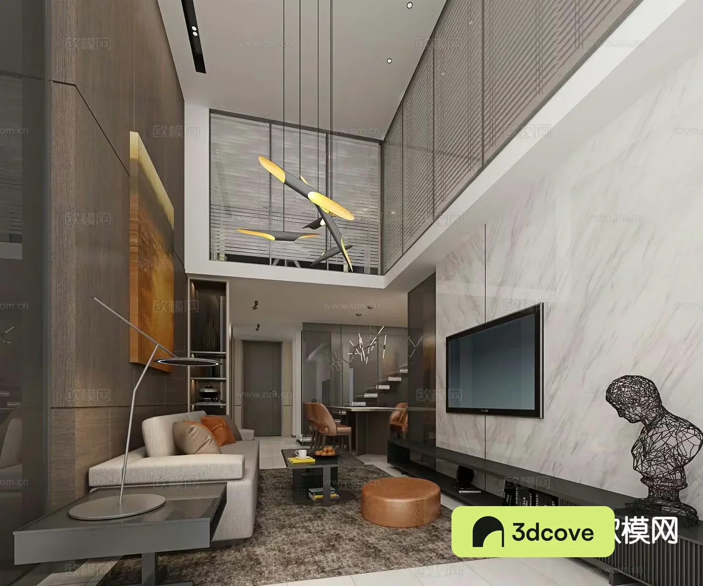 Modern minimalist villa living room