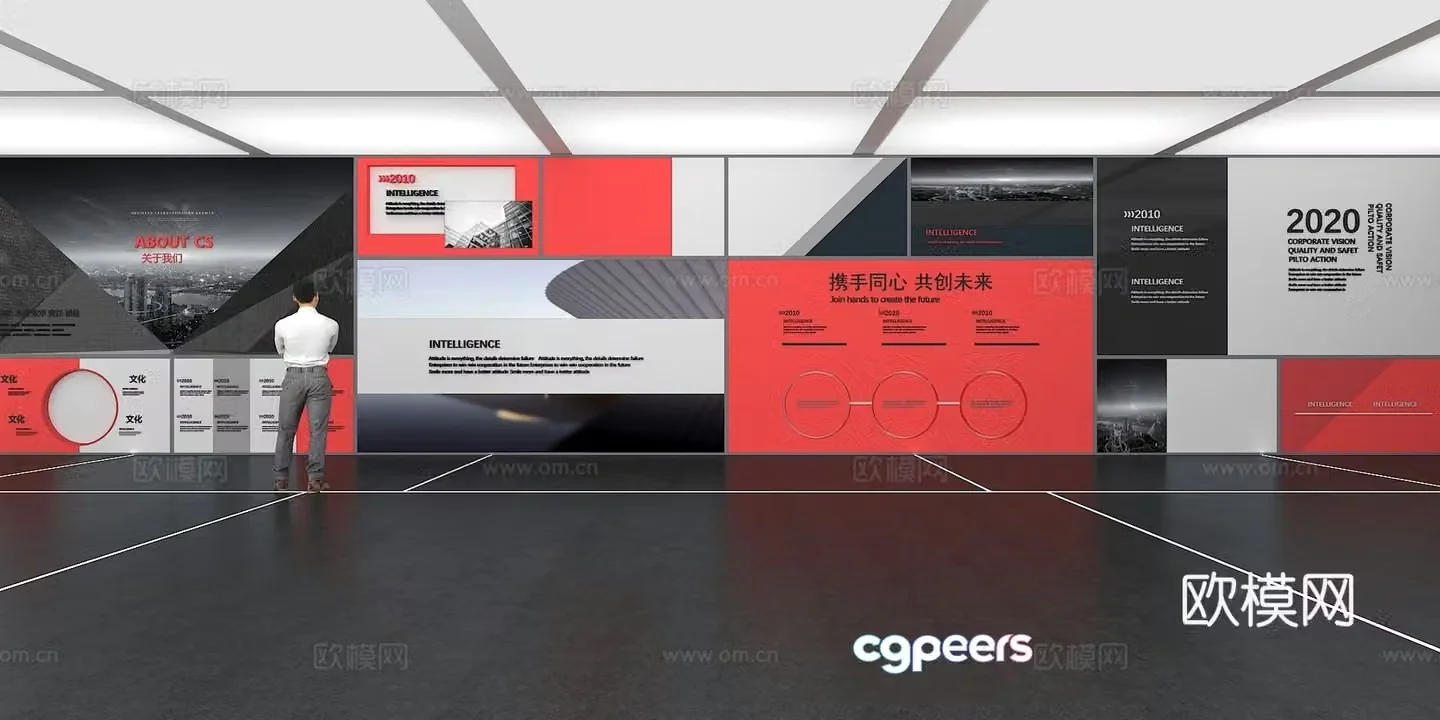 Cultural wall Corporate culture wall Display wall Theme wall Exhibition hall Campus culture Corridor 3D model