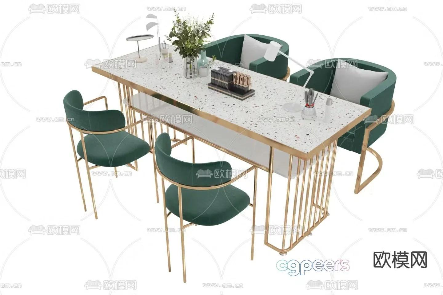 Manicure table manicure table and chairs 3d model