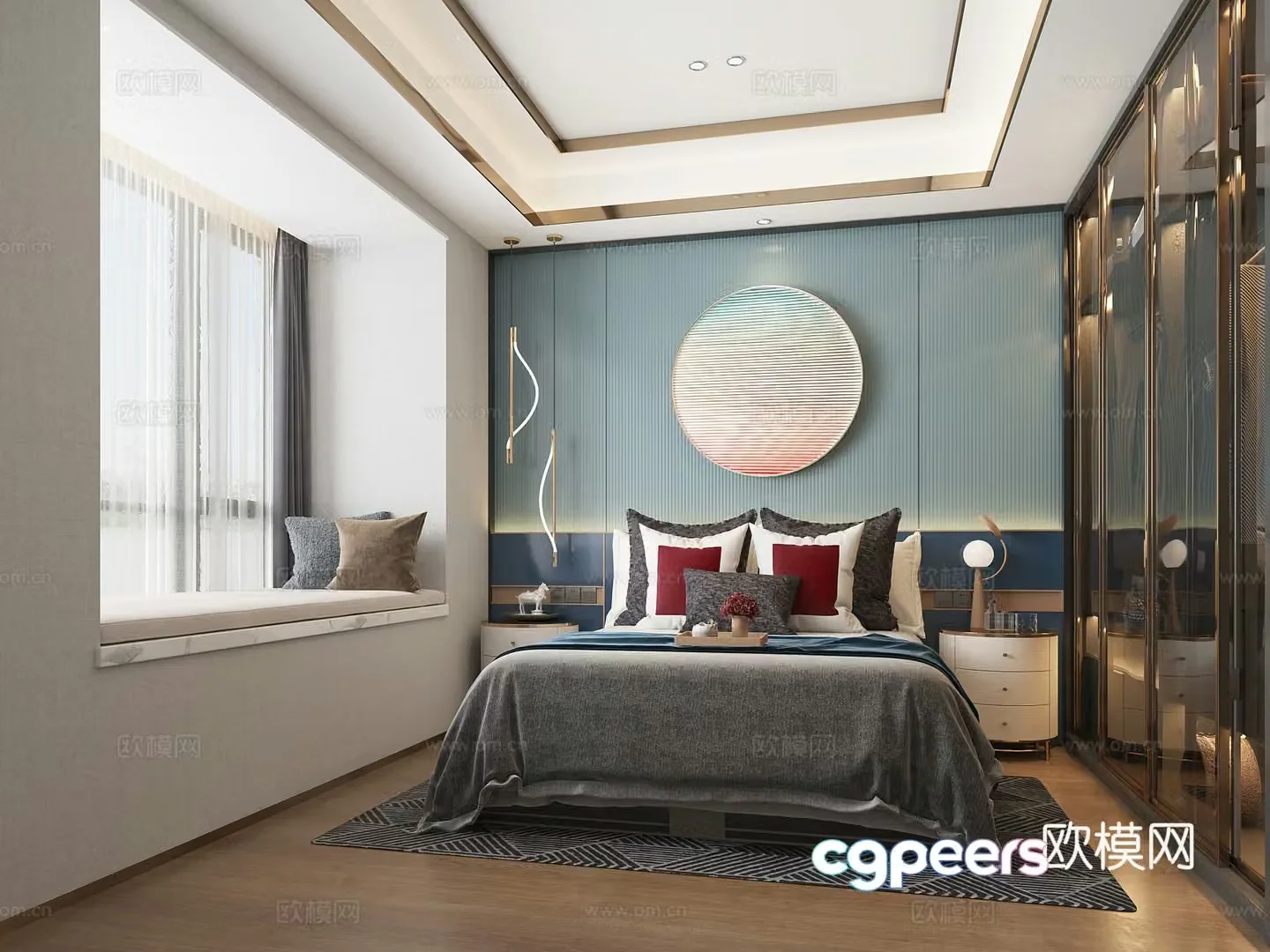 Modern light luxury bedroom 3d model