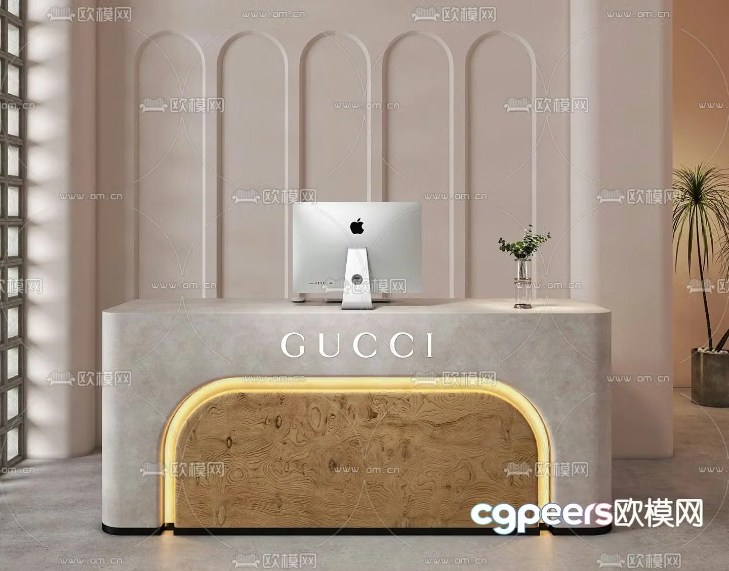 Front desk reception desk cashier desk service desk 3d model