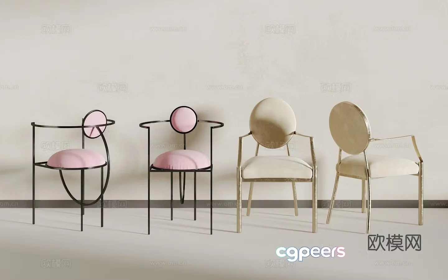 Light luxury single chair 3D model