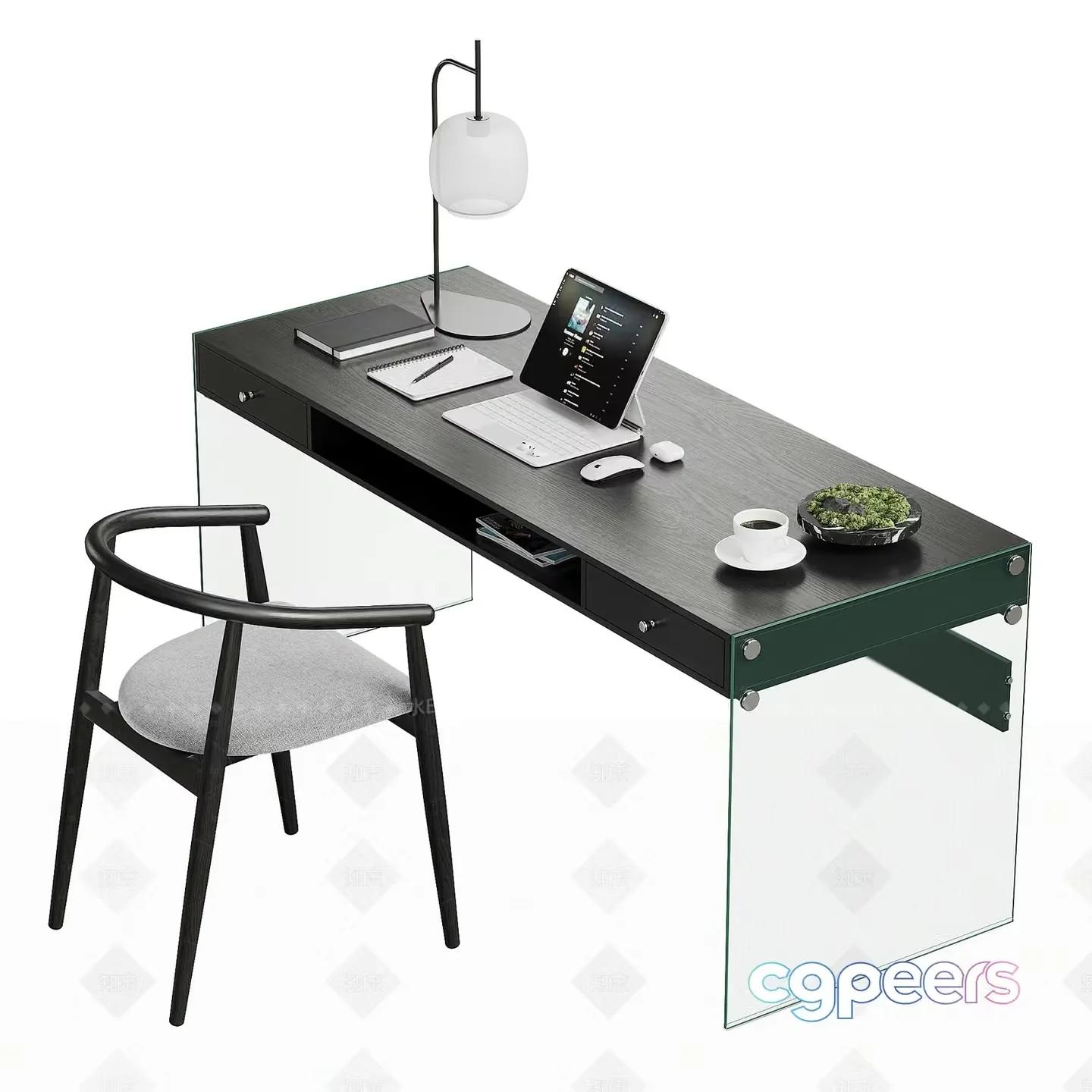 Modern Glass Desk 3D Model – 4983 – VRAY Render