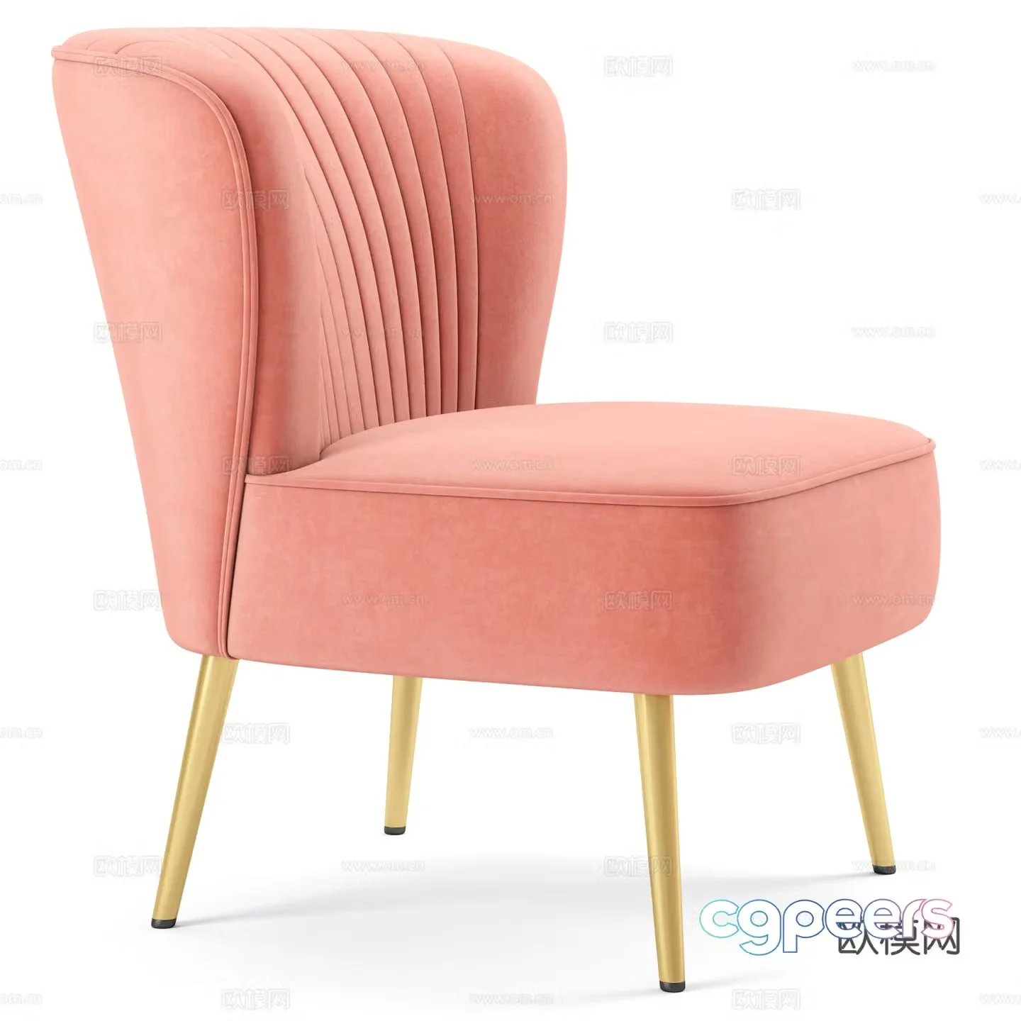Modern light luxury fabric sofa chair 3D model