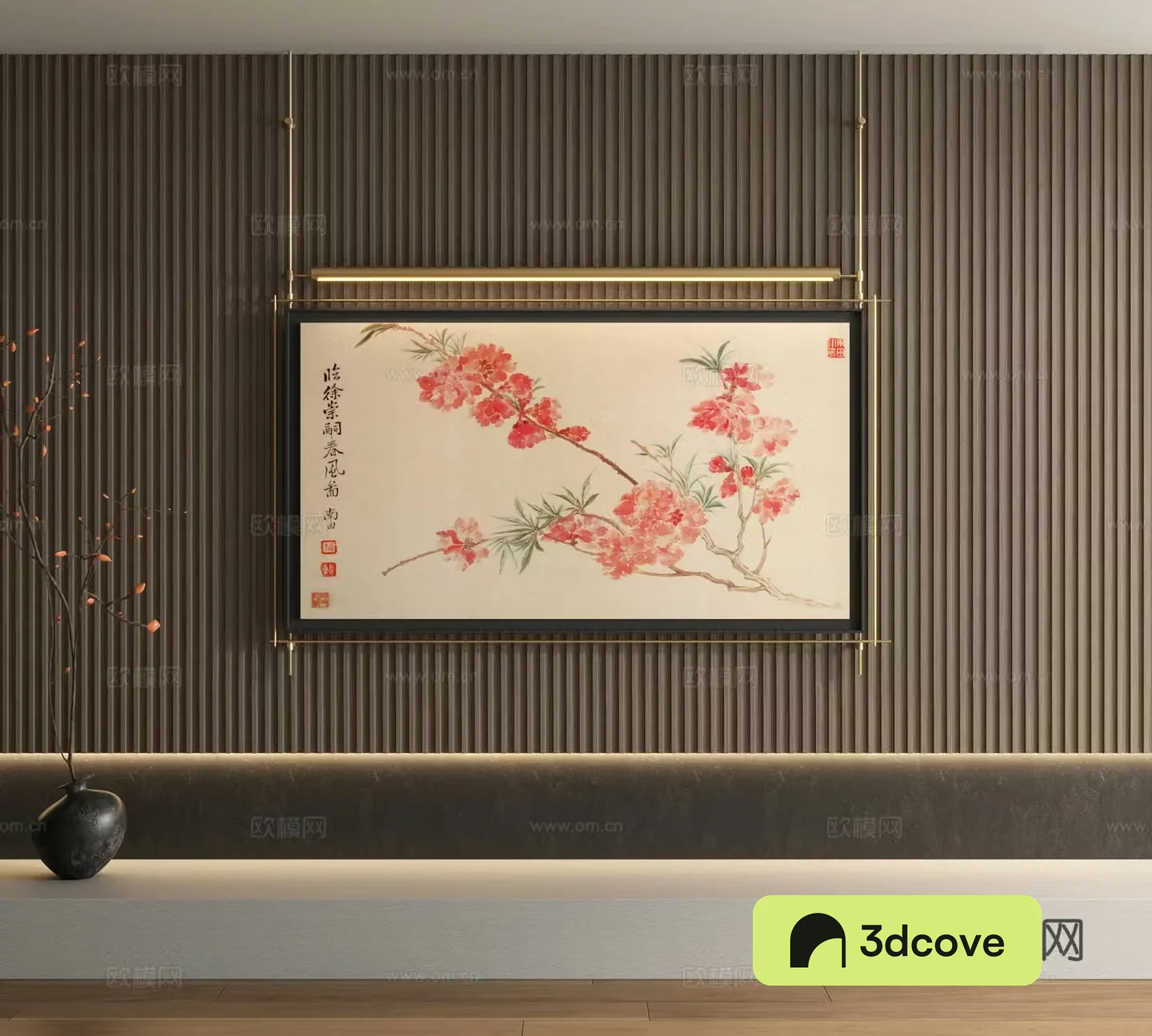 New Chinese metal pole hanging painting gouache decorative painting