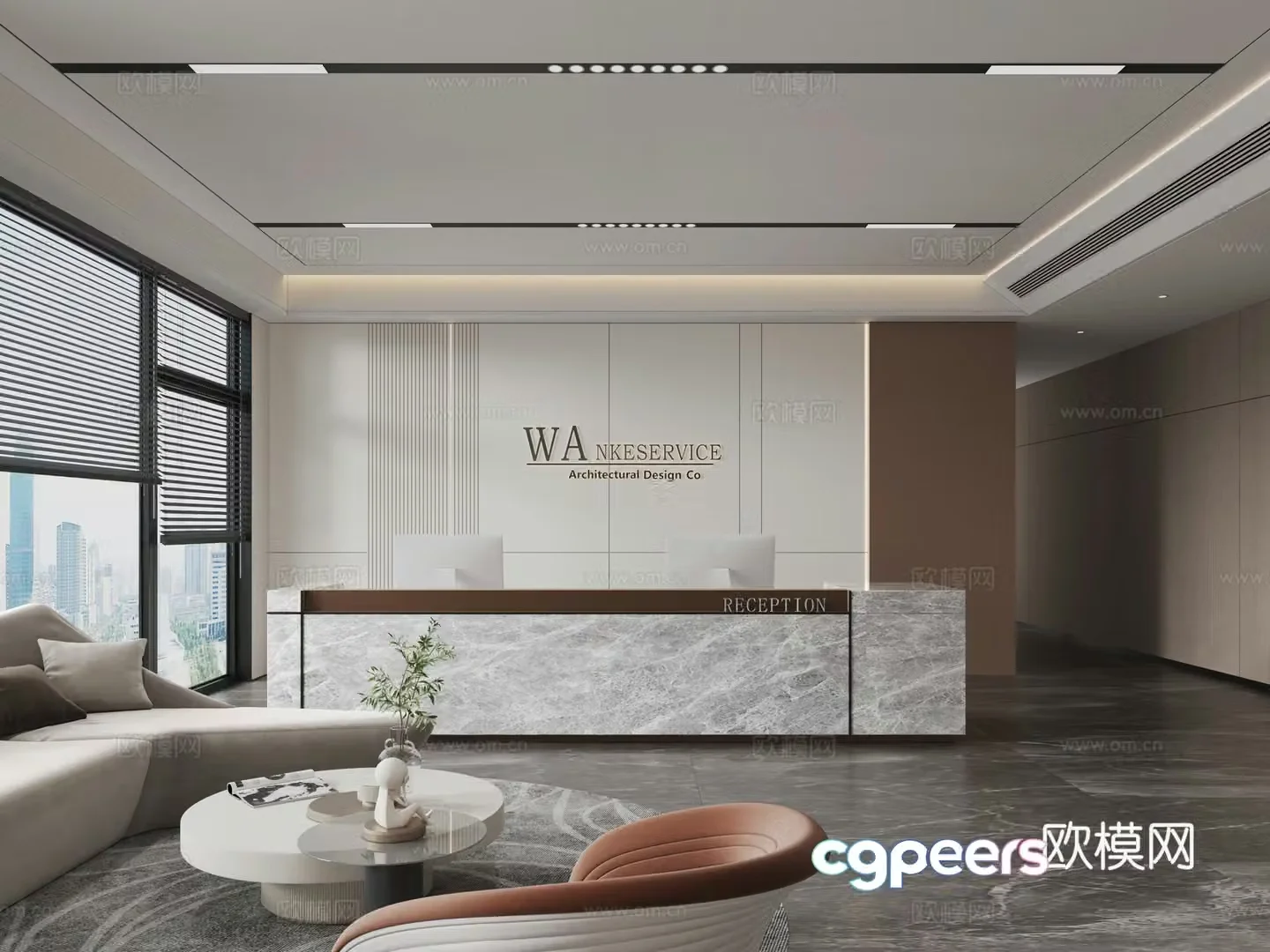 Modern company front desk 3D model