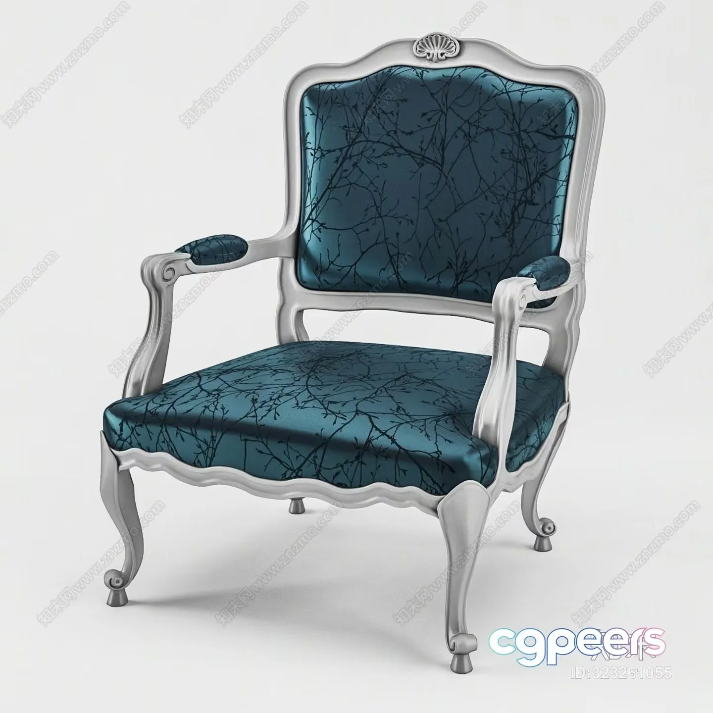 A Blue Armchair 3D Model – 16105 – VRAY Render