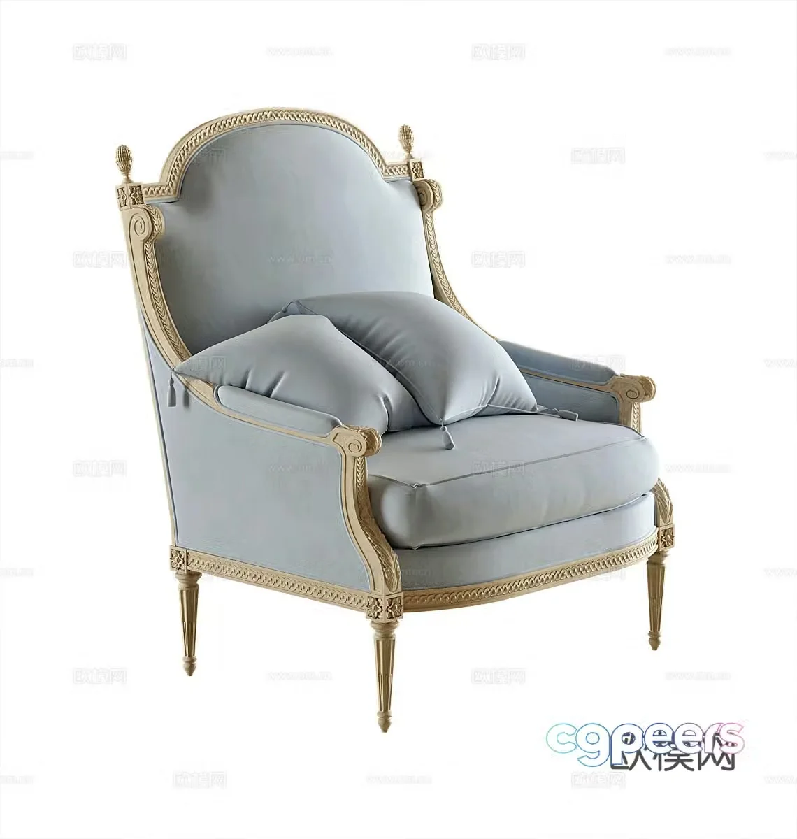 French chair lounge chair 3d model