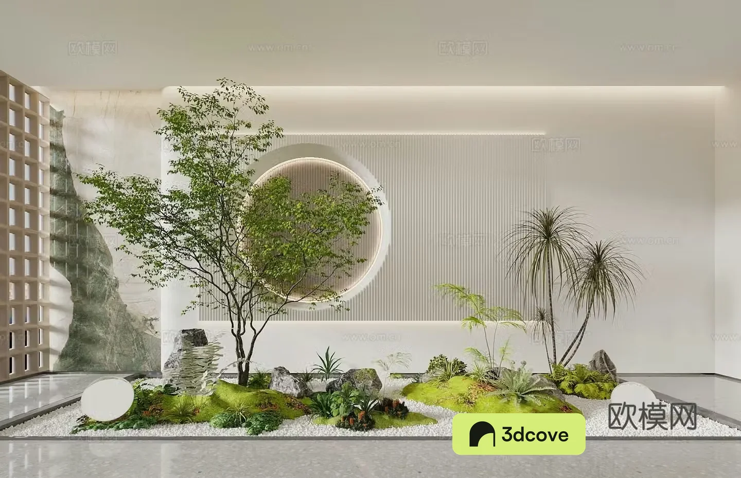 Landscape sketch Indoor landscape courtyard sketch Plant combination Taihu stone Chicken claw maple