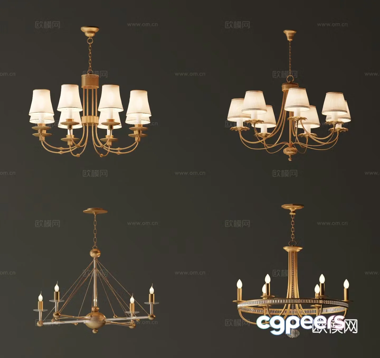 American chandelier decorative lamp 3d model