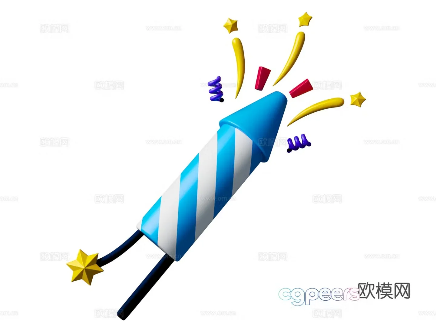Fireworks display New Year decoration Spring Festival elements 3D model