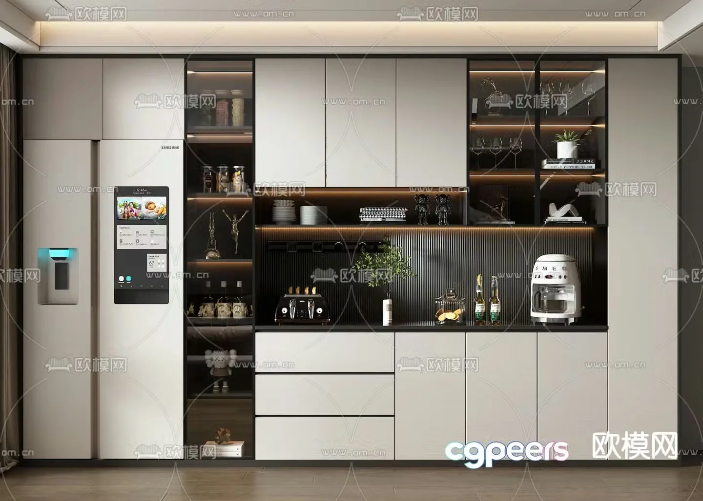 Modern wine cabinet sideboard 3D model