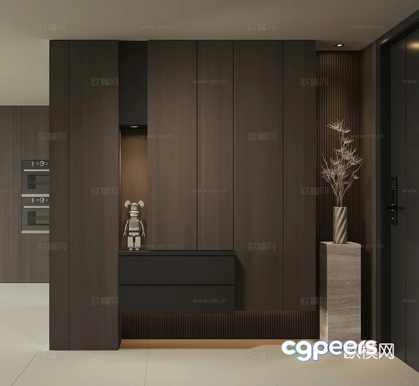 Modern home entrance shoe cabinet 3D model