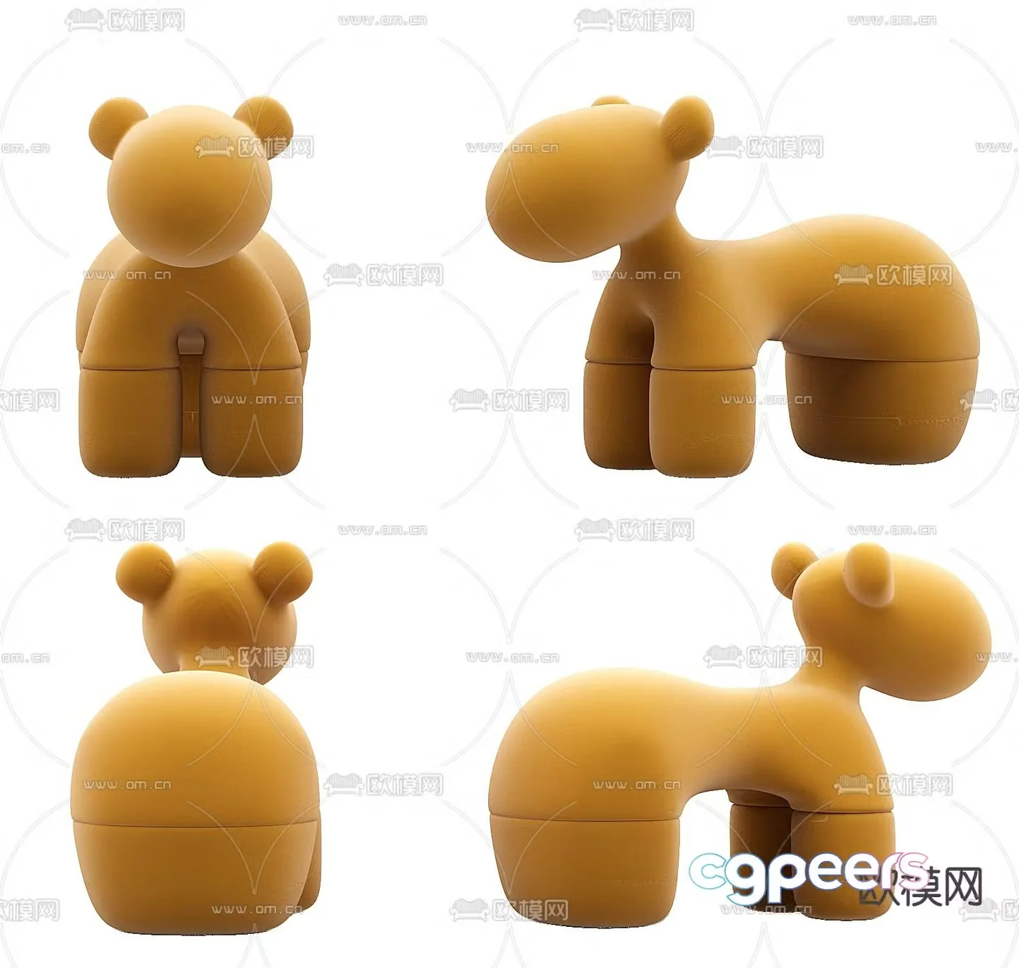 Modern fabric children’s stool 3d model