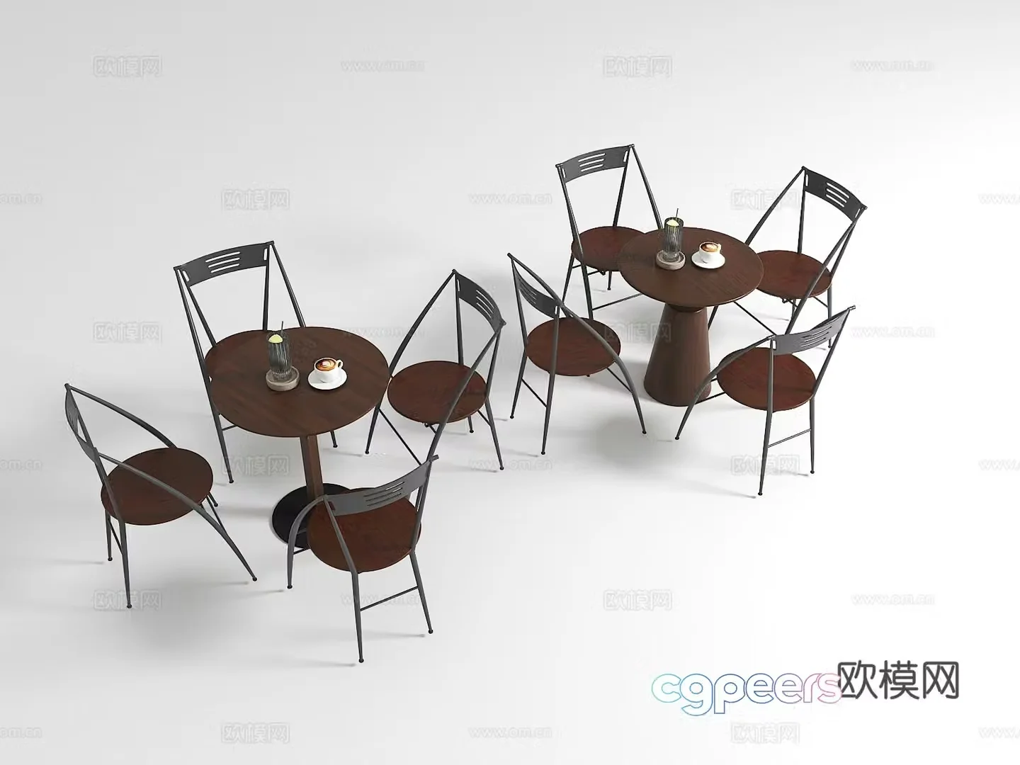 Wabi Sabi Leisure Table and Chair Coffee Table and Chair 3D Model