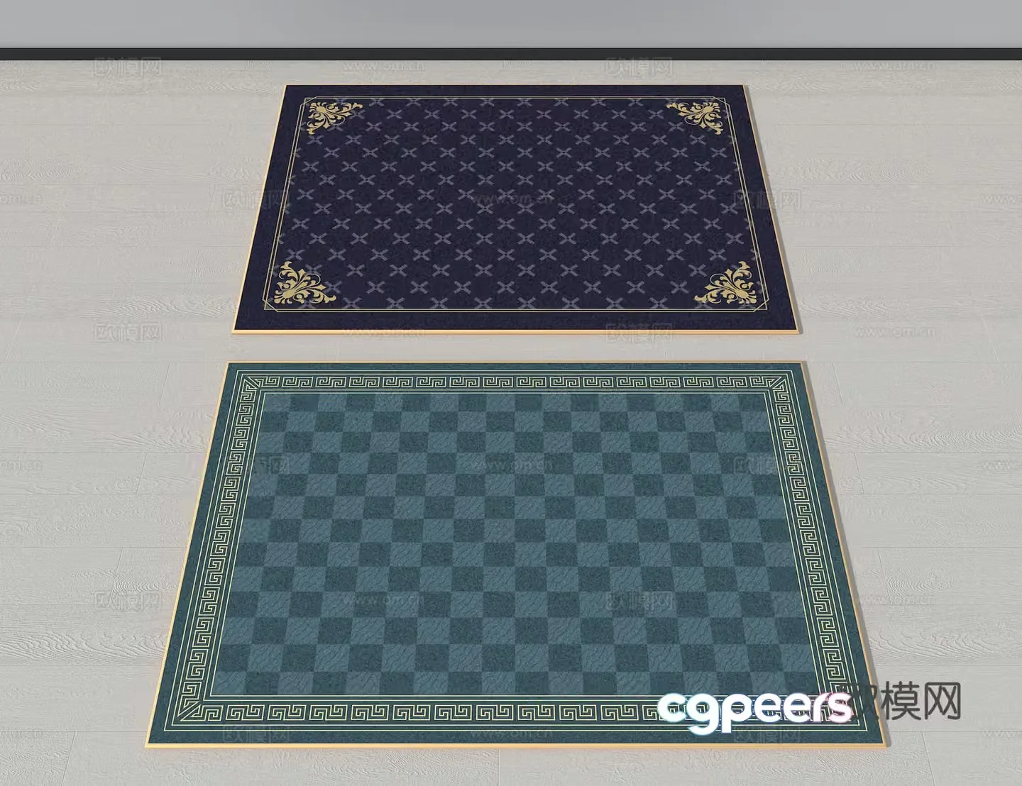 New Chinese carpet Checkerboard carpet 3d model